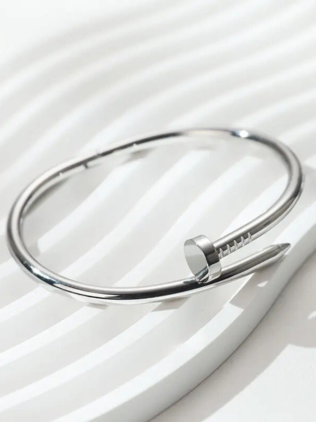 MEENAZ Unisex Silver-Plated Kada Bracelet
