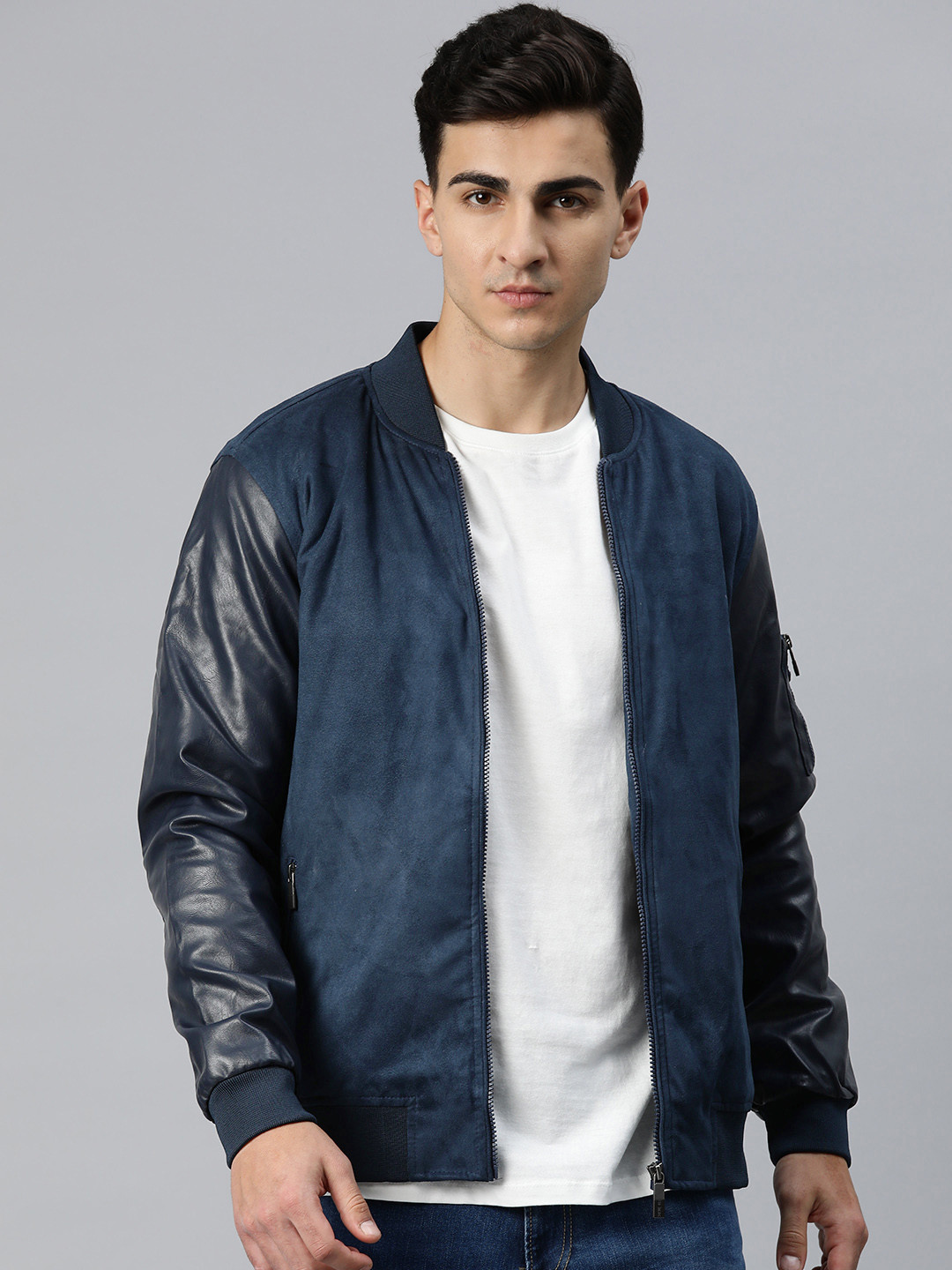 Pierre Carlo Men Suede Bomber Jacket