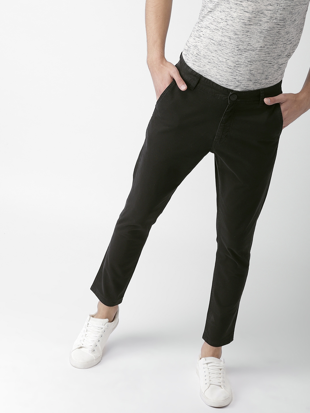 black cropped chinos