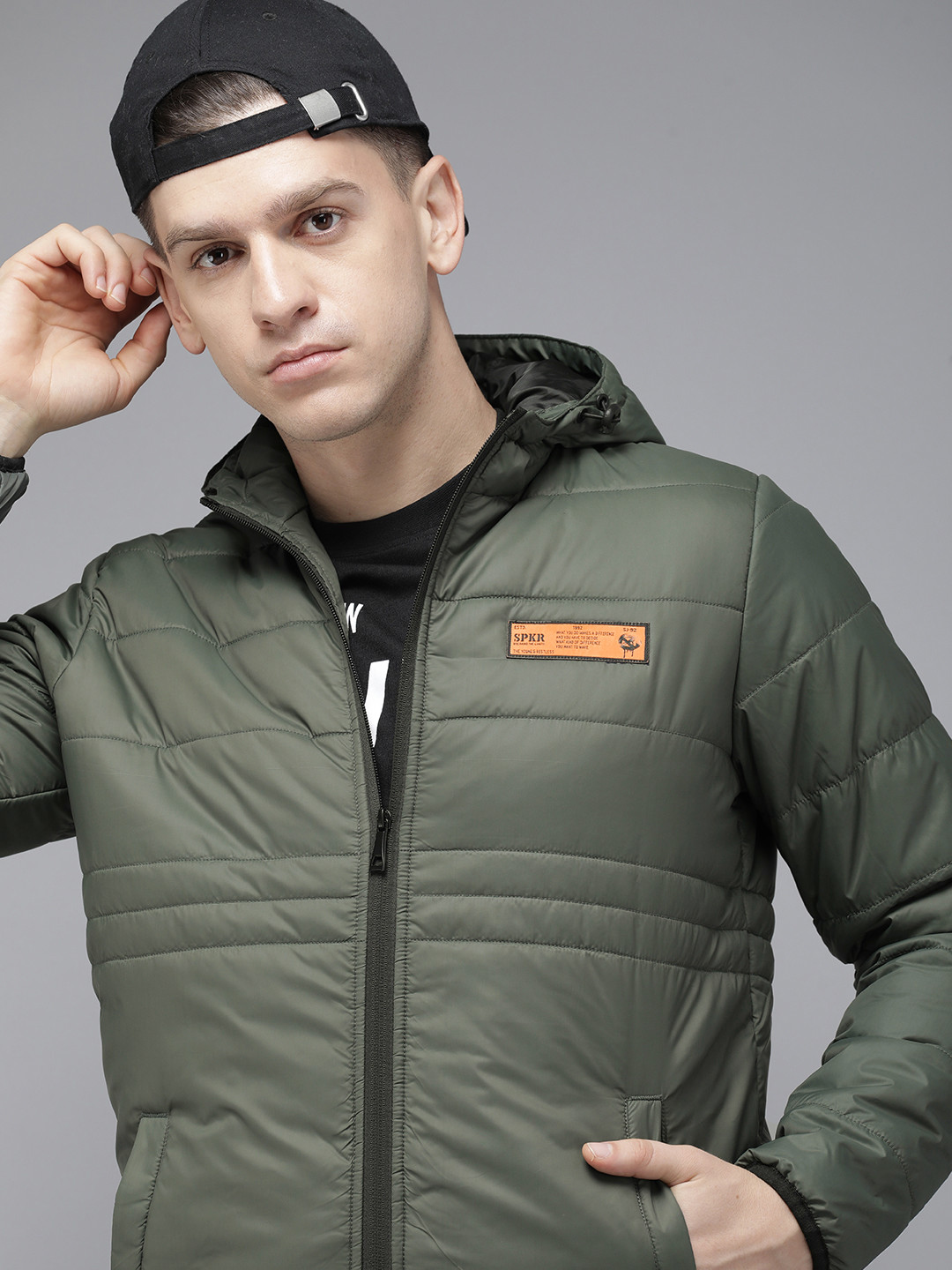 SPYKAR Solid Insulator Outdoor Hooded Puffer Jacket