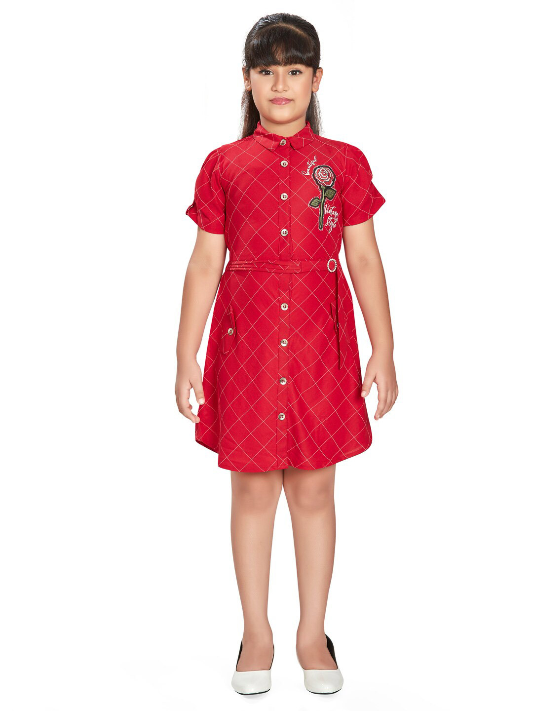 Peppermint Checked Cotton Shirt Style Dress
