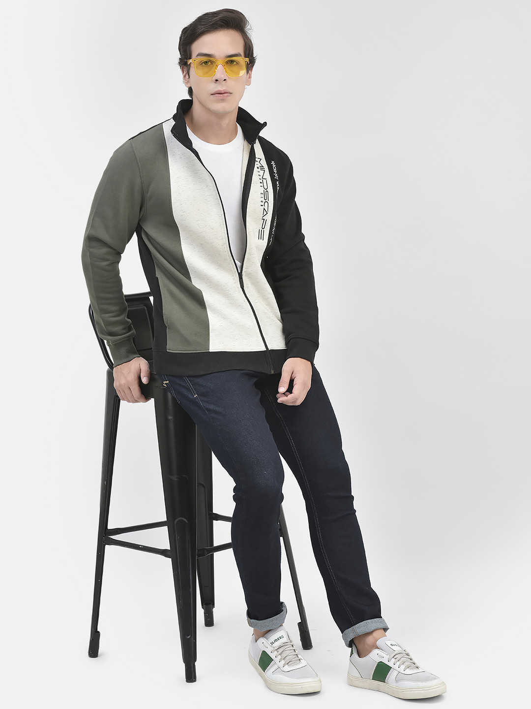 Crimsoune Club Colourblocked Front Open Sweatshirt