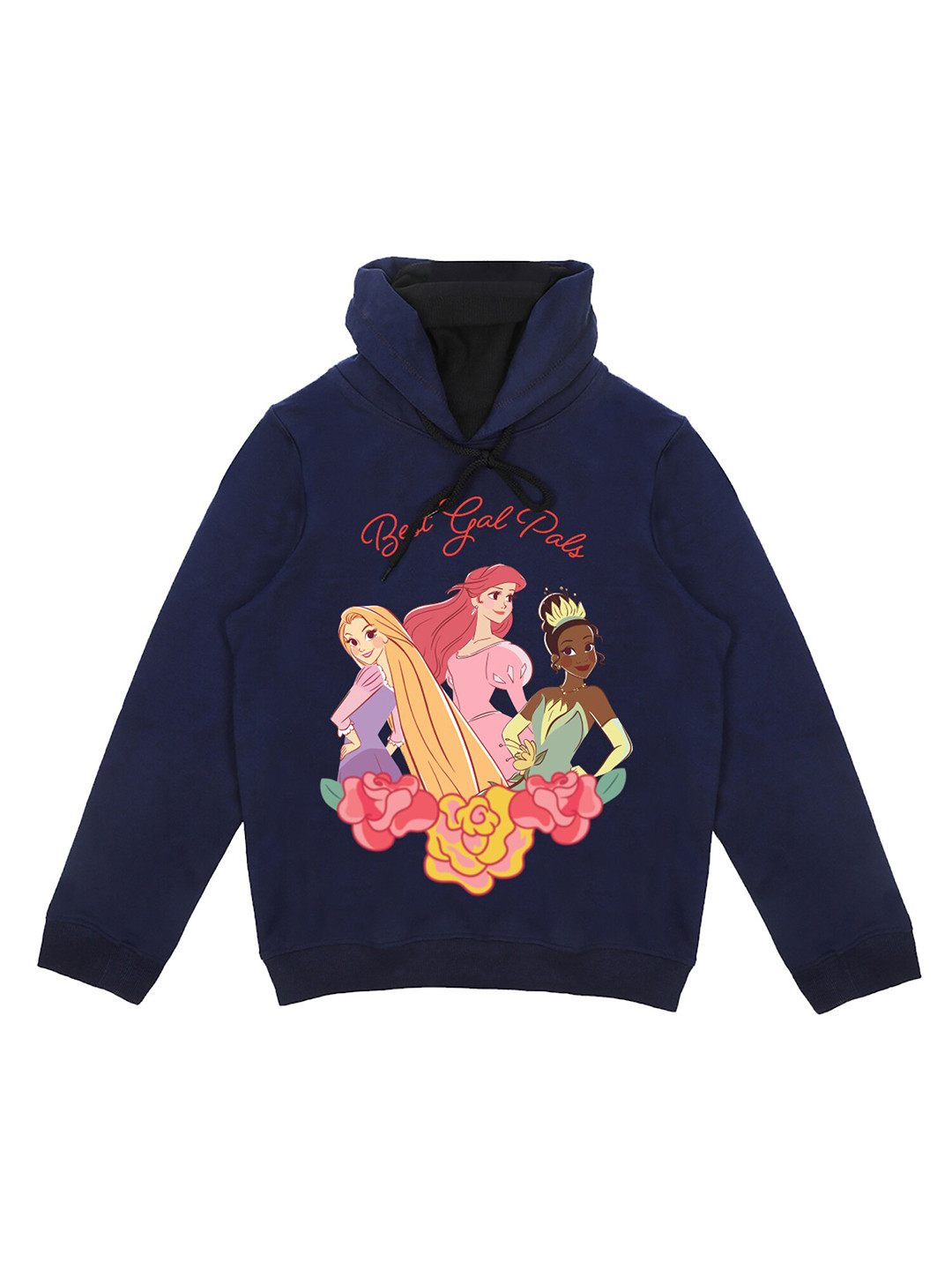 Wear Your Mind Girls Disney Princess Graphic Printed Hooded Cotton Sweatshirt