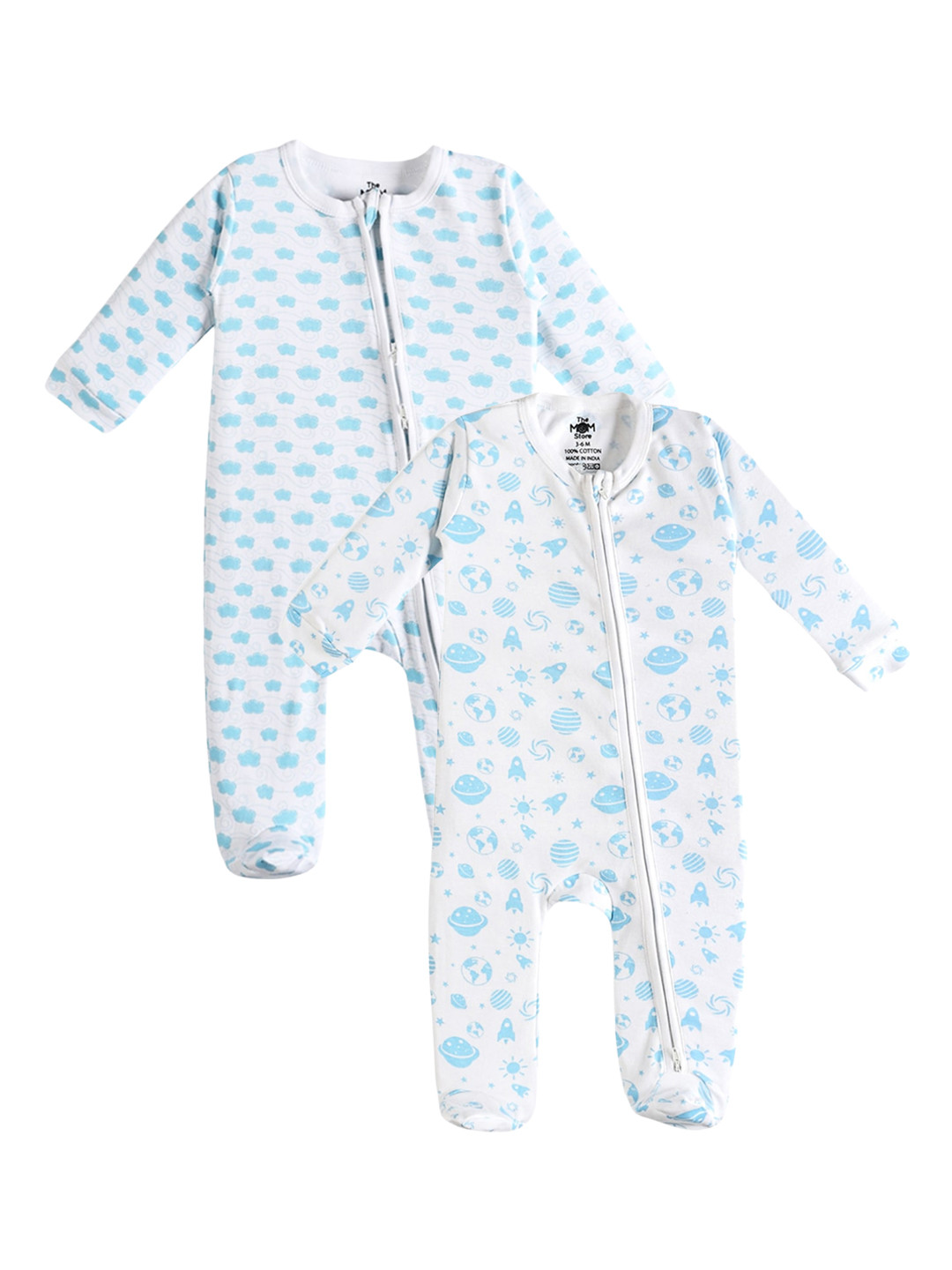 The Mom Store Pack Of 2 Printed Cotton Sleepsuit