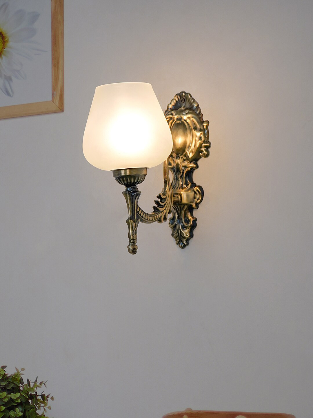 Fos Lighting White Wall Lamp with Frosted Glass Shade