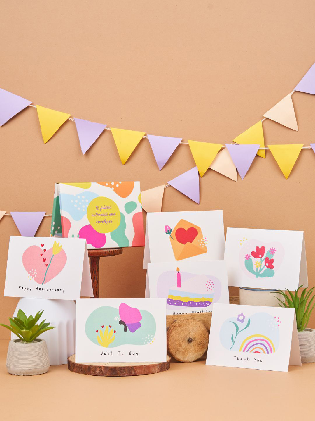 Doodle 12 Pieces Abstract Blank Notecards With Envelopes