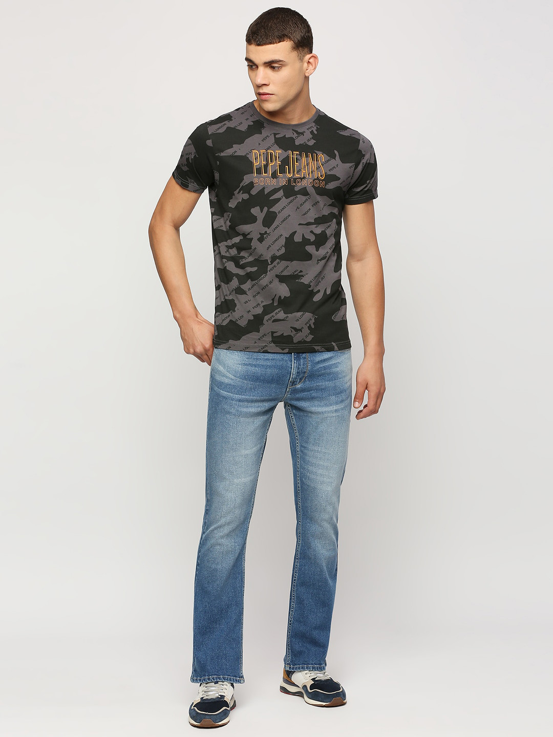 Pepe Jeans Camouflage Printed Slim Fit Pure Cotton T-shirt