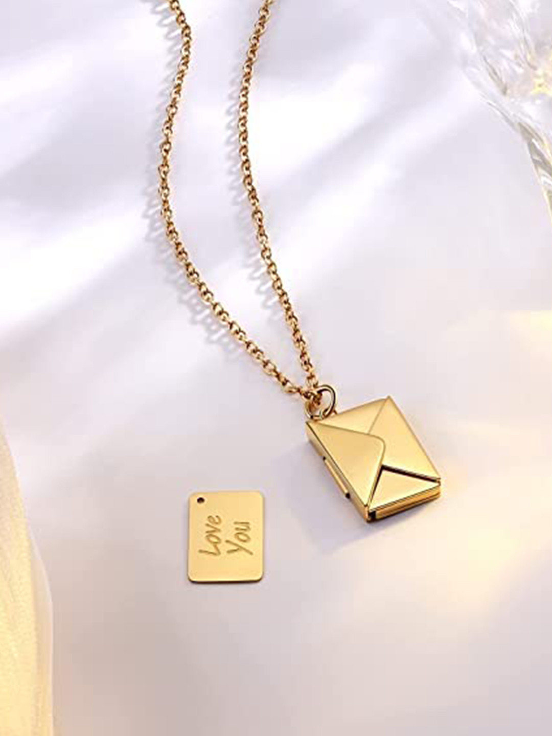 KRYSTALZ Gold-Plated Envelope Pendant With Chain