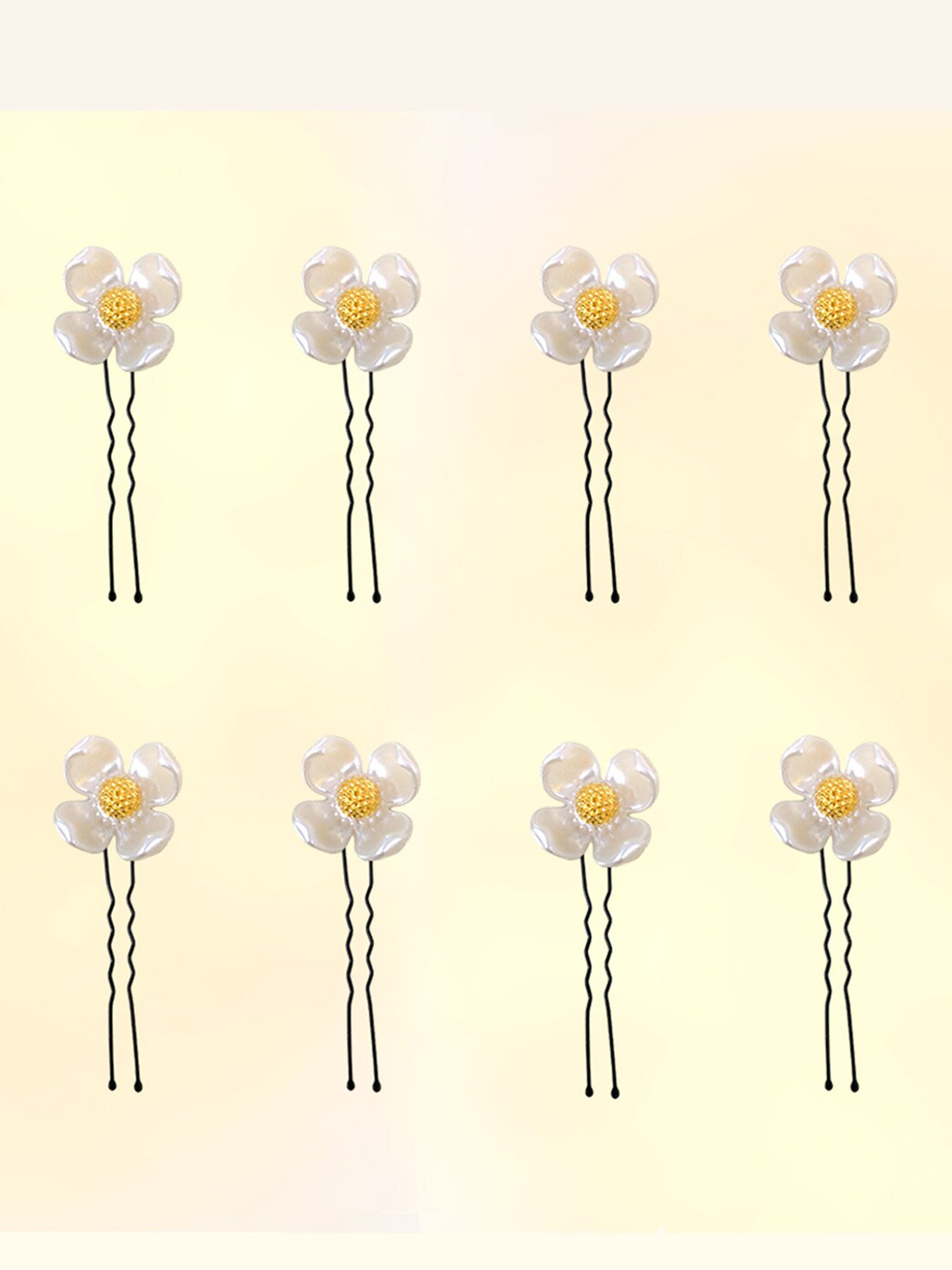 Hair Flare Women White & Yellow French Barrette