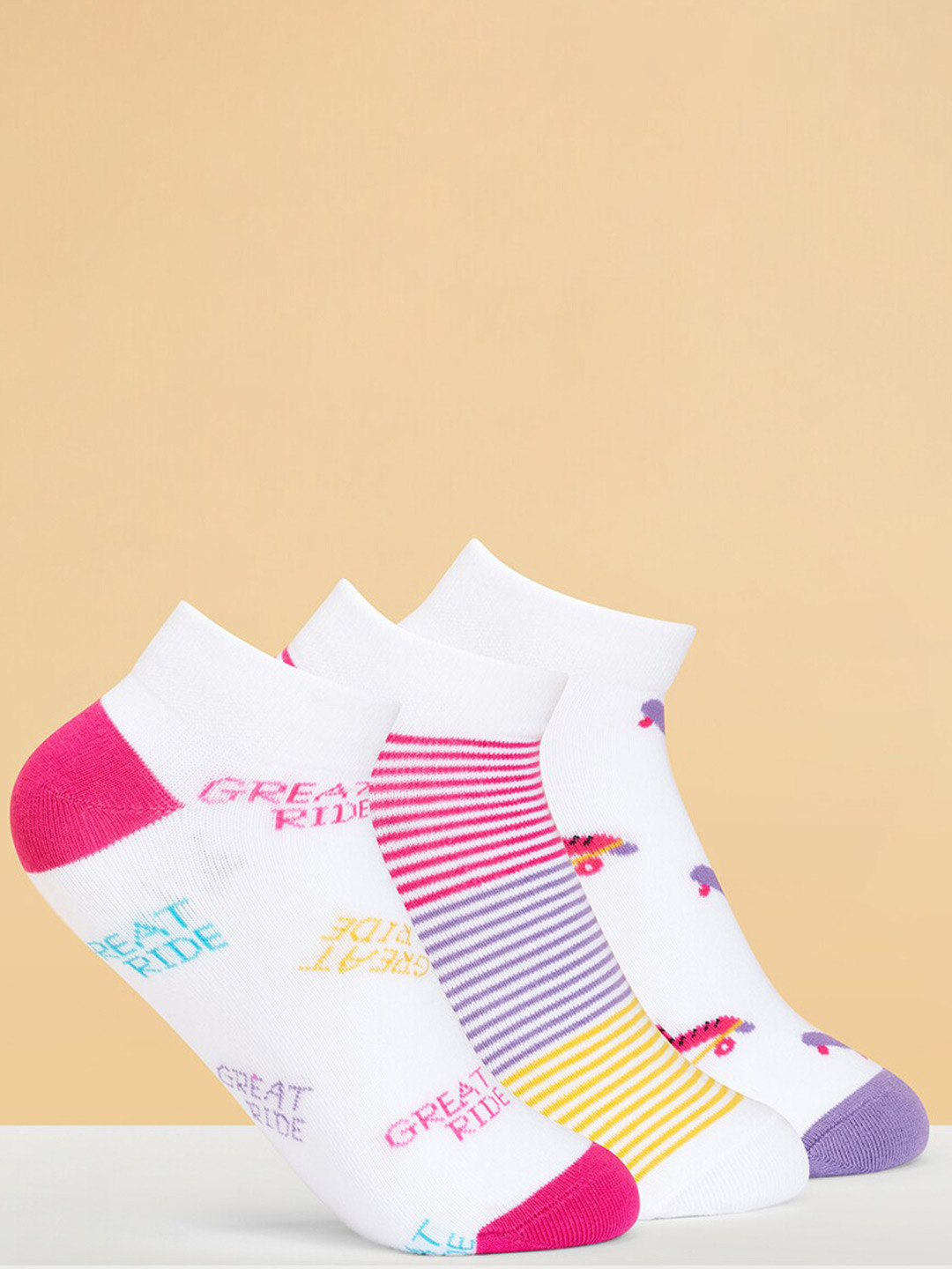 Honey by Pantaloons Women Pack Of 3 Patterned Ankle-Length Socks