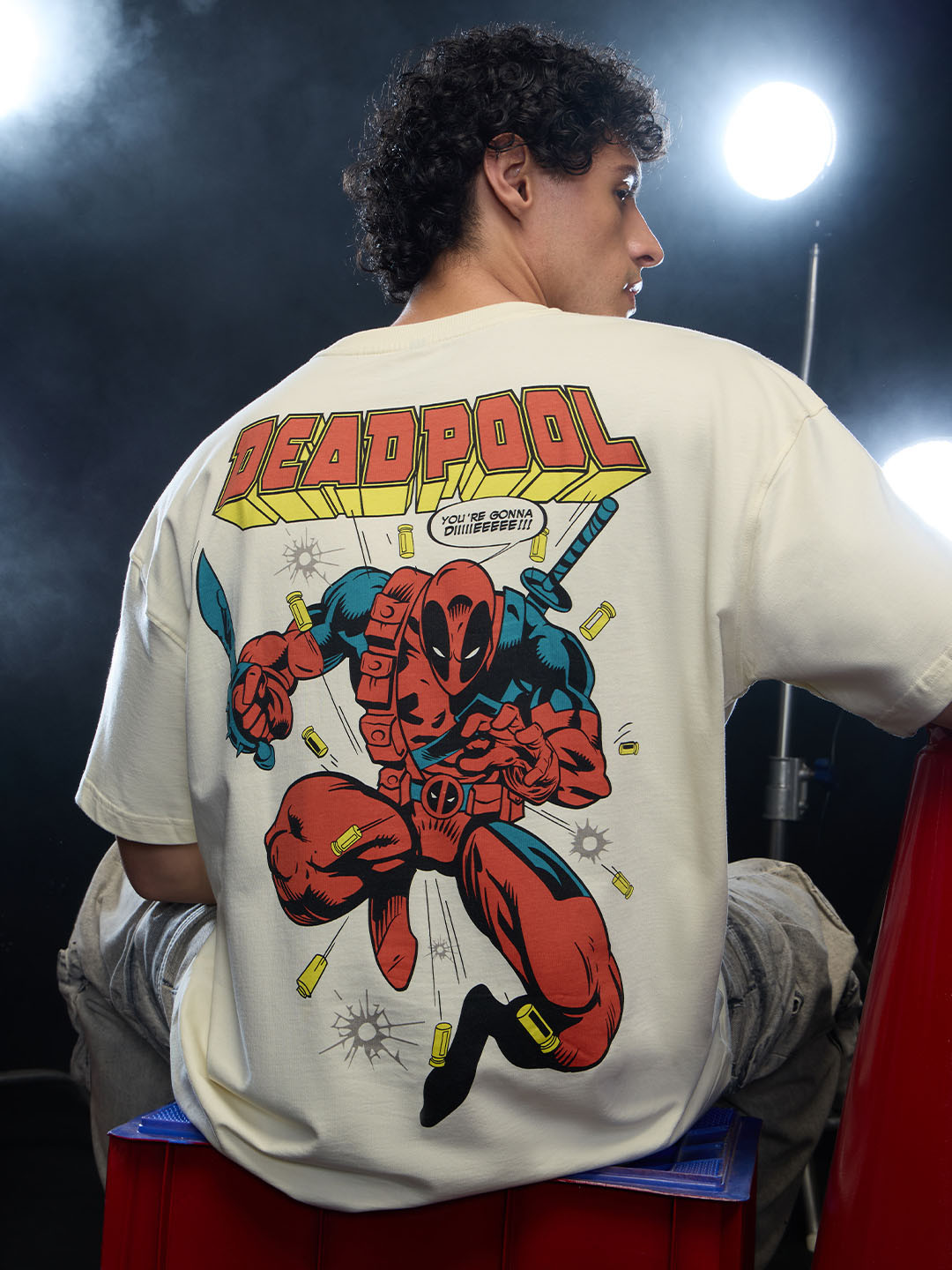 The Souled Store  Deadpool Printed Cotton Oversized T-shirt