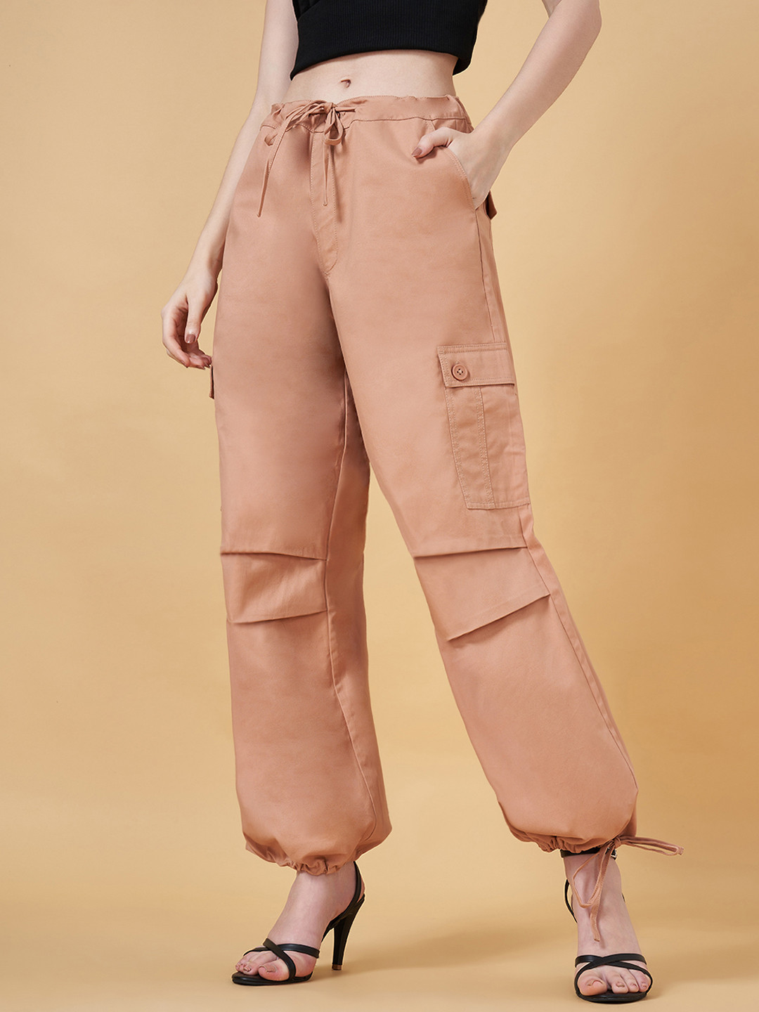 SF JEANS by Pantaloons Women Mid-Rise Loose Fit Cotton Parallel Trouser
