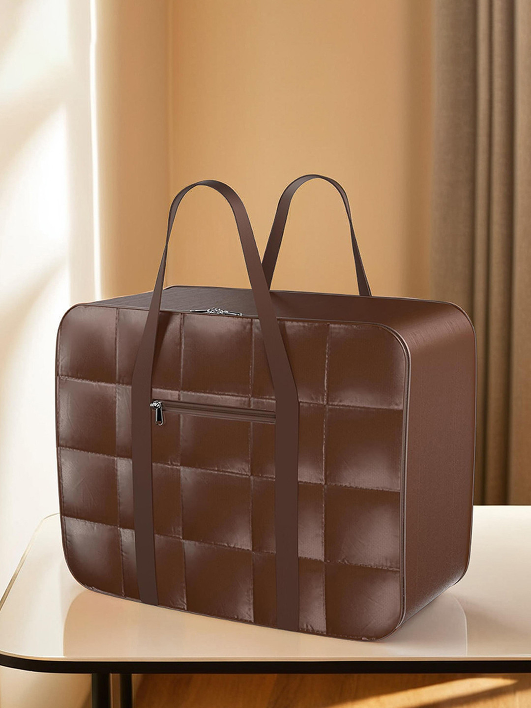 Kuber Industries Brown Foldable Storage Bag Organiser