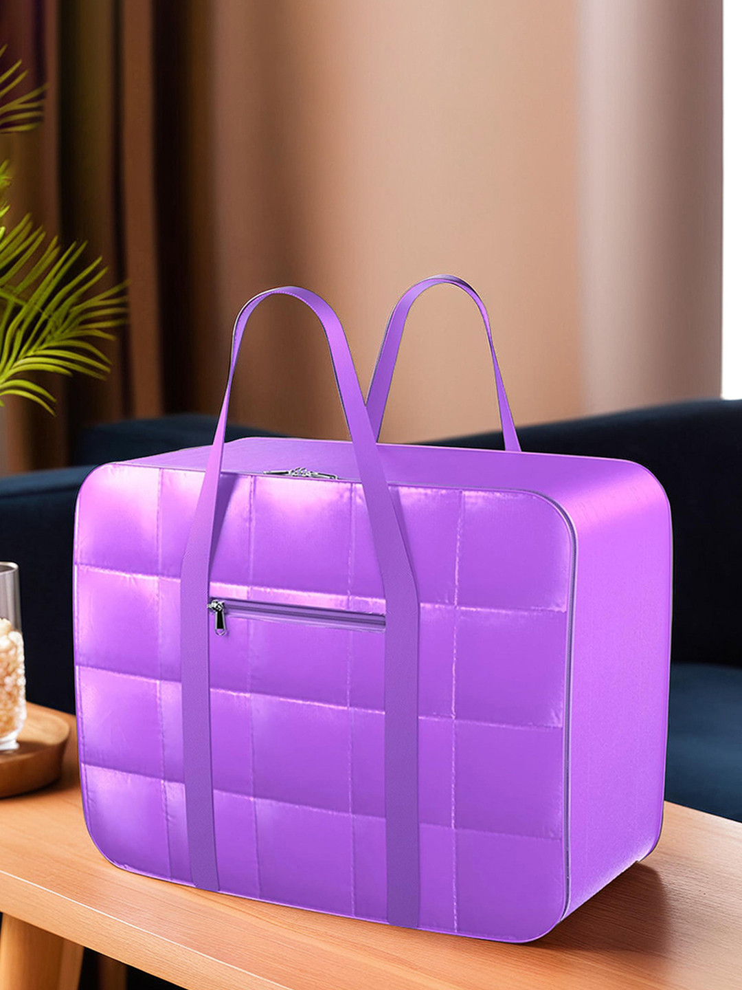 Kuber Industries Purple Foldable Storage Bag Organiser