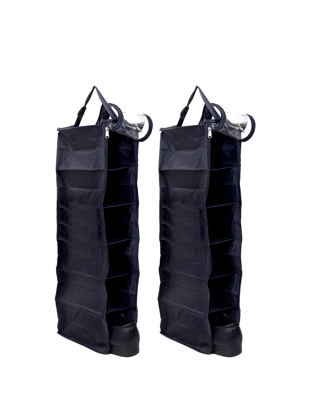 Kuber Industries Black 2 Pieces Durable 6- Shelf Hanging Shoe Storage Bag Organisers