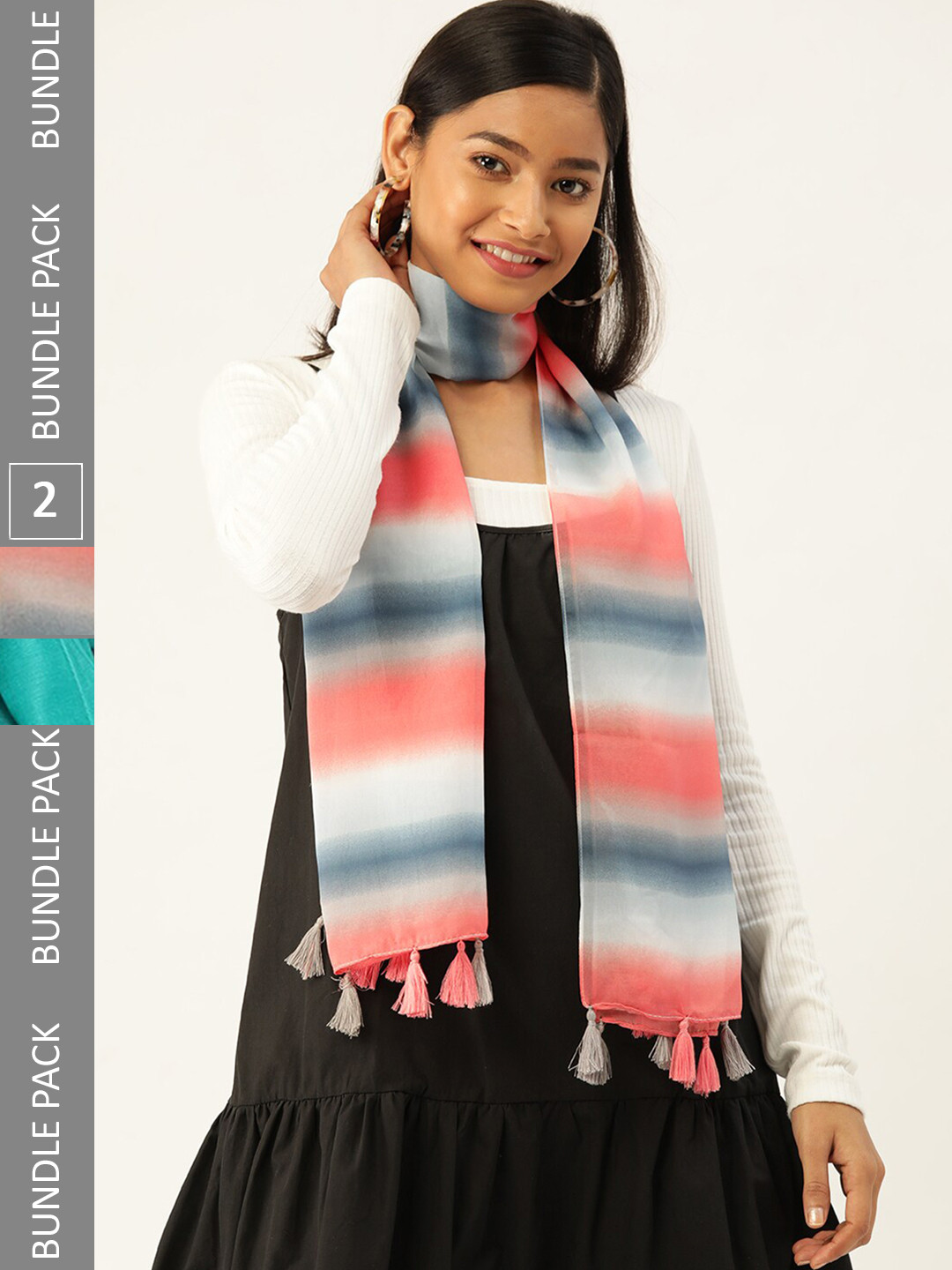 Trend Arrest Pack Of 2 Striped Scarves