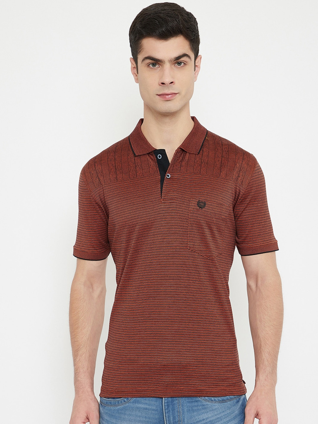 Duke Geometric Self Designed Polo Collar Pure Cotton T-shirt