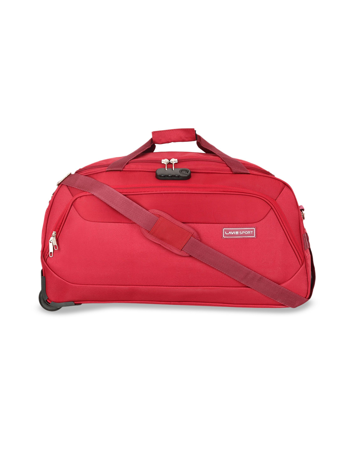 LAVIE SPORT Maroon Anti-Theft Sage Wheel Duffle Trolley Bag - 65 cm