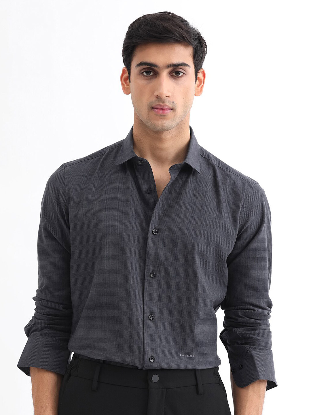 RARE RABBIT Men Stark Slim Fit Opaque Cotton Shirt