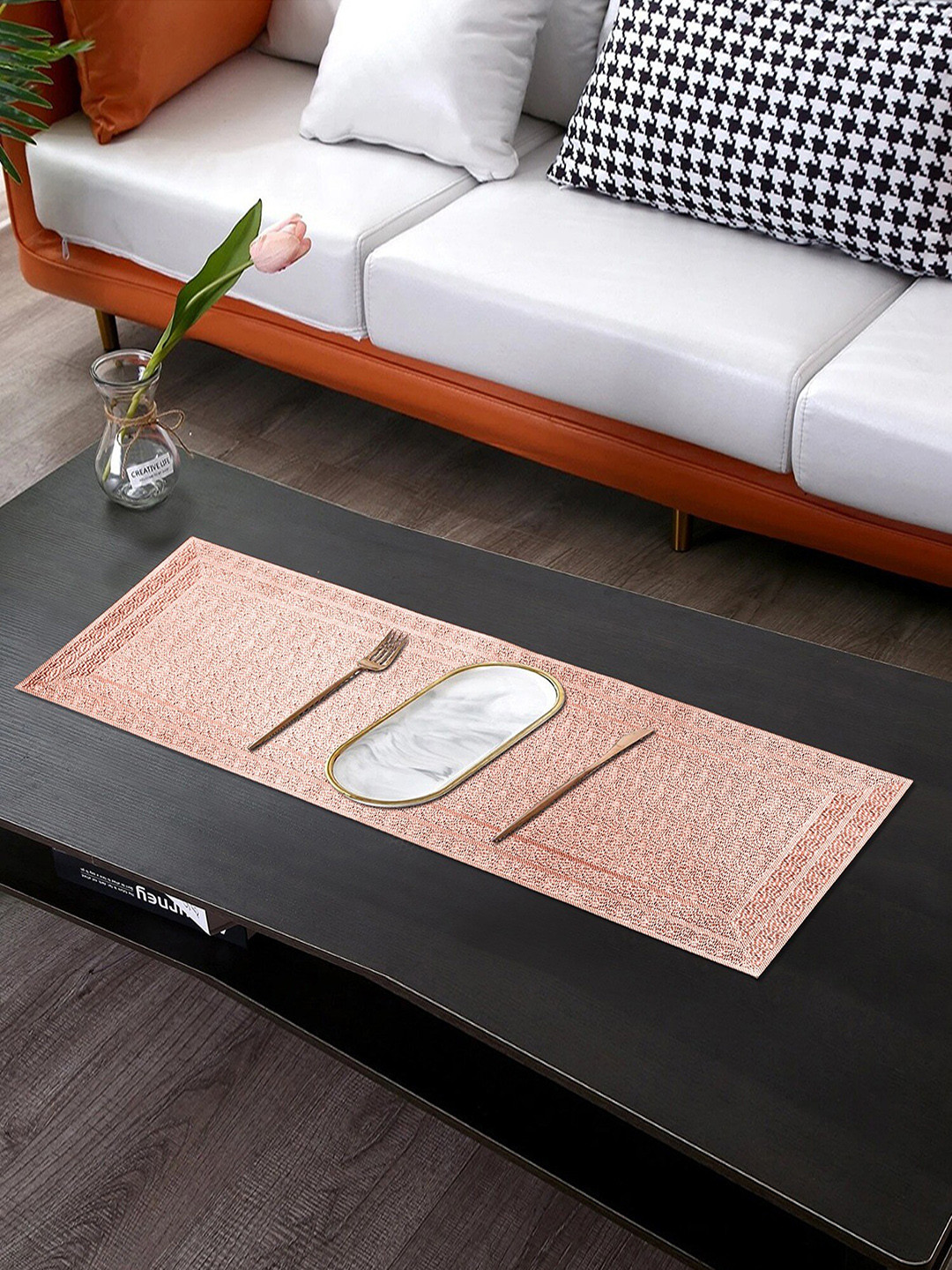 Dakshya Industries Peach Printed Table Runner