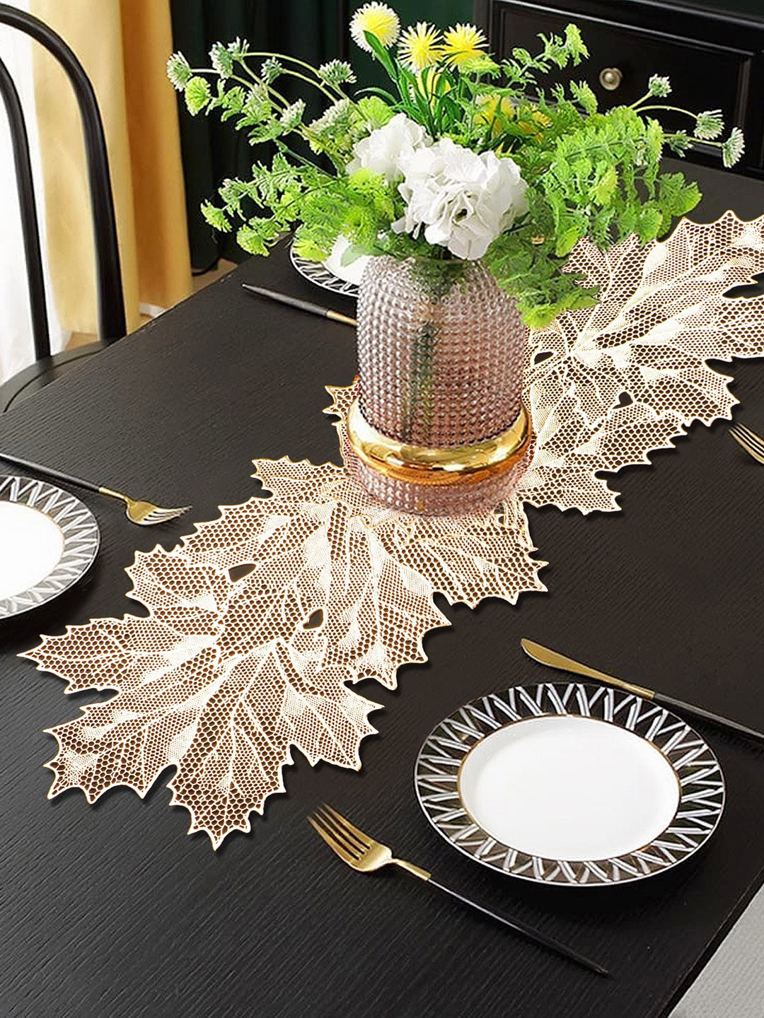 Dakshya Industries Beige Toned Pathjad Design PVC Runner