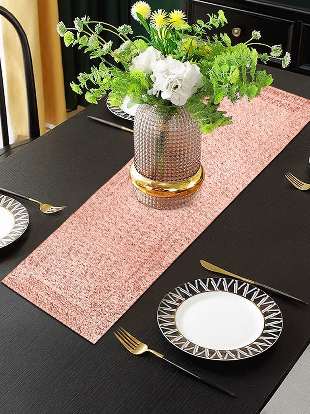 Dakshya Industries Copper Toned Textured Jaali Table Runner