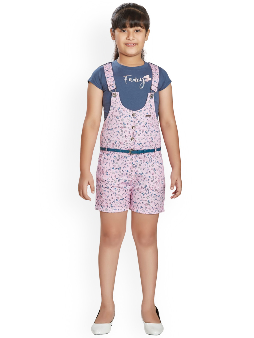 Peppermint Girls Printed Shoulder Straps Dungaree