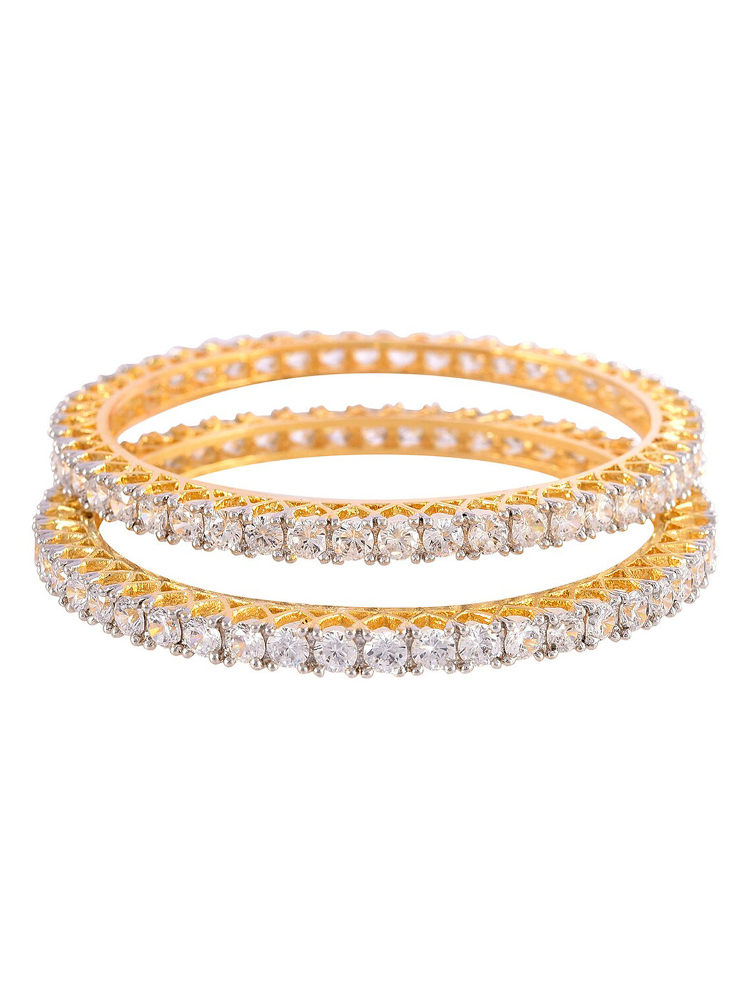 RATNAVALI JEWELS Set Of 2 Gold-Plated Stone Studded Bangles