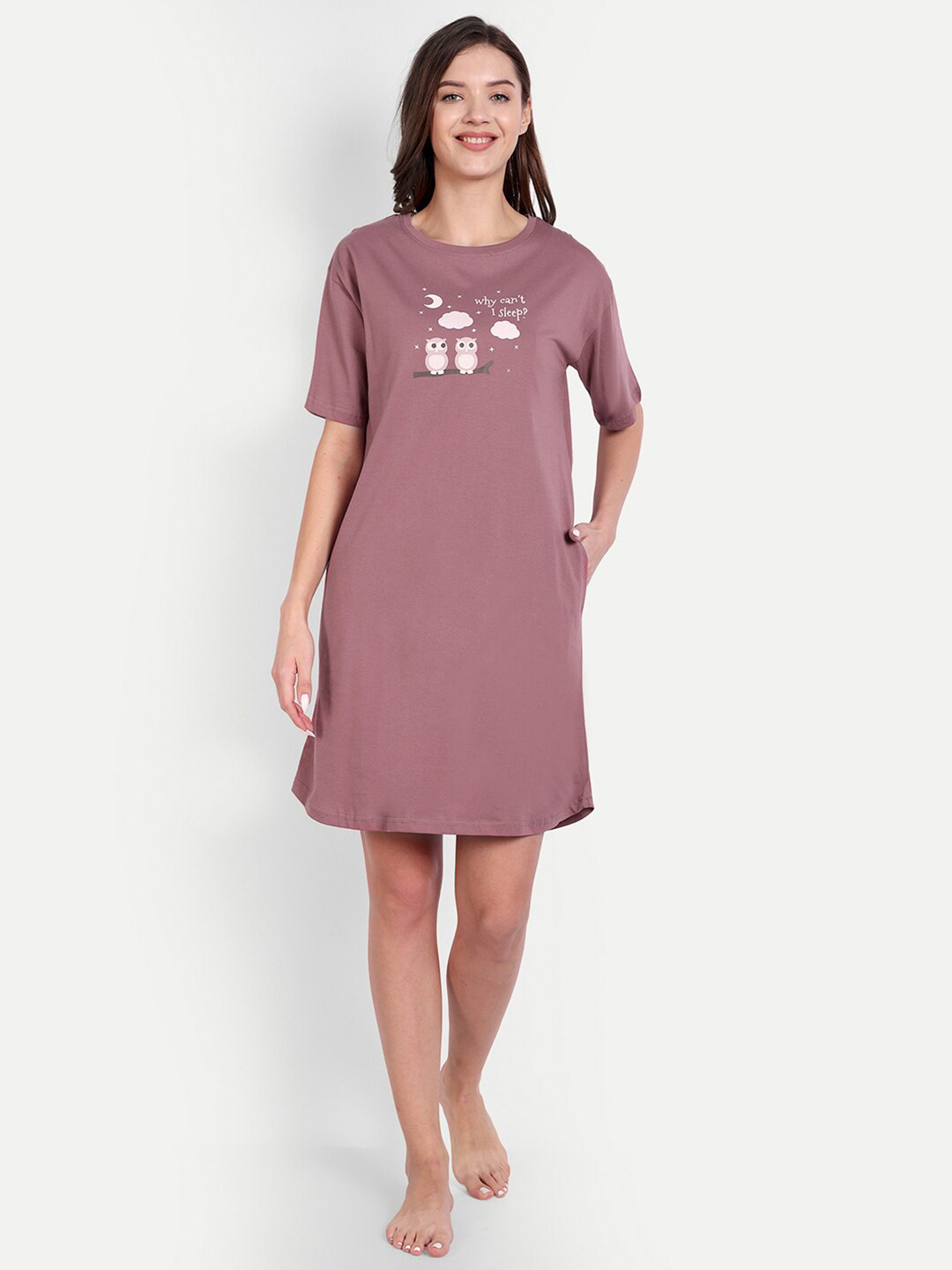 Bedtime story Graphic Printed Pure Cotton T-shirt Nightdress