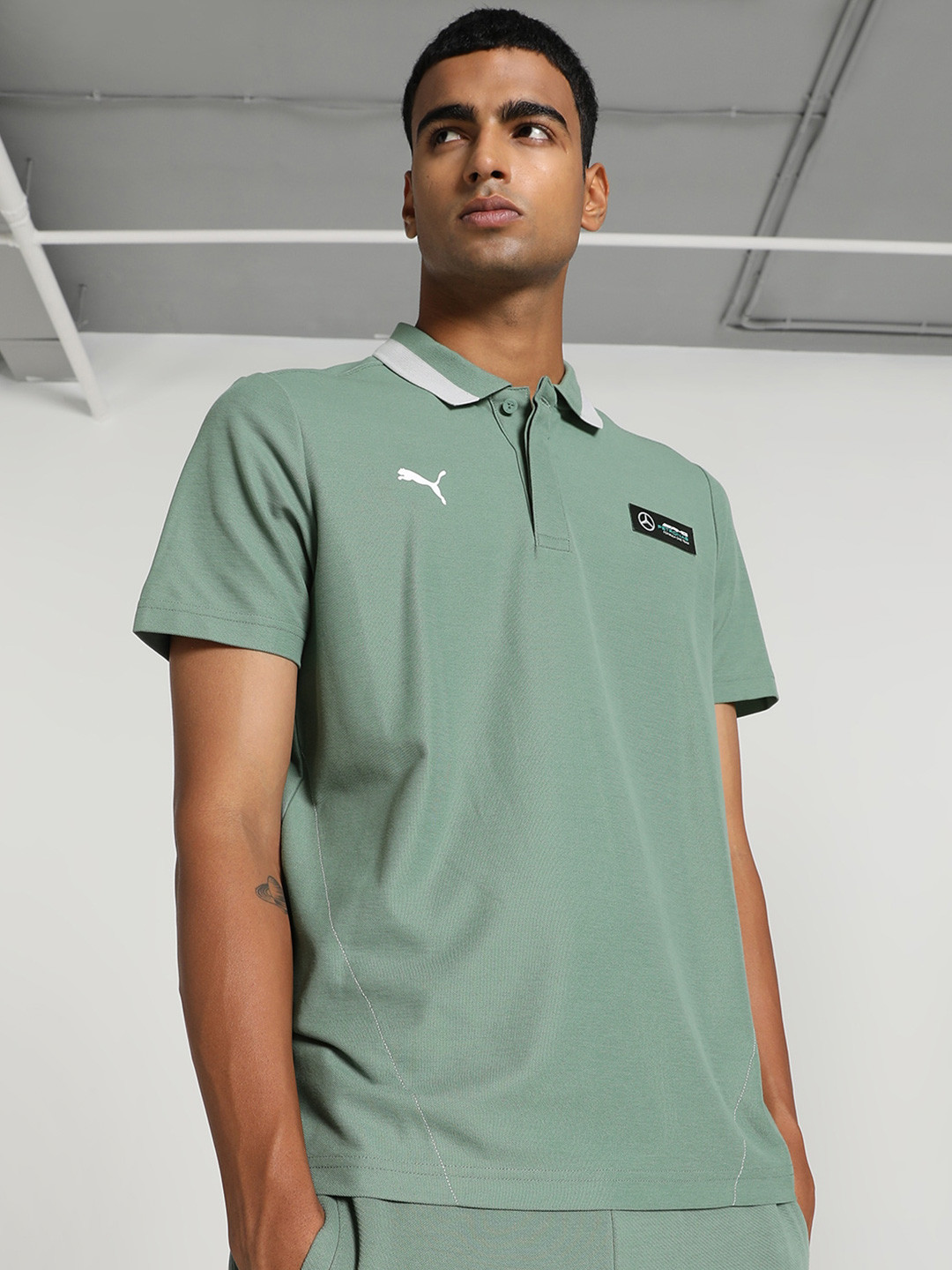 PUMA Motorsport Mercedes-AMG PETRONAS Polo Collar Cotton Sports T-shirt