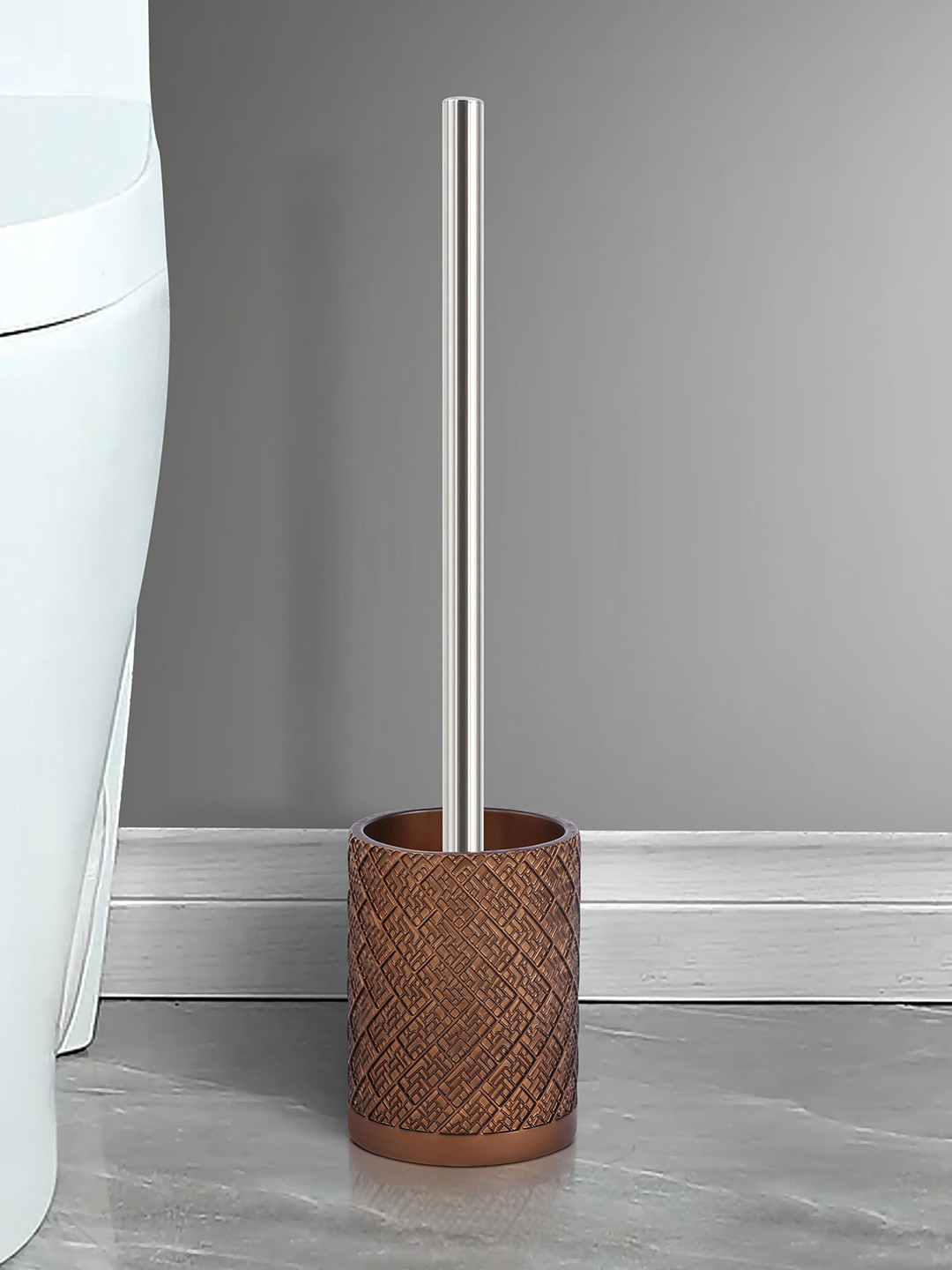 OBSESSIONS Brown Textured Toilet Brush with Holder