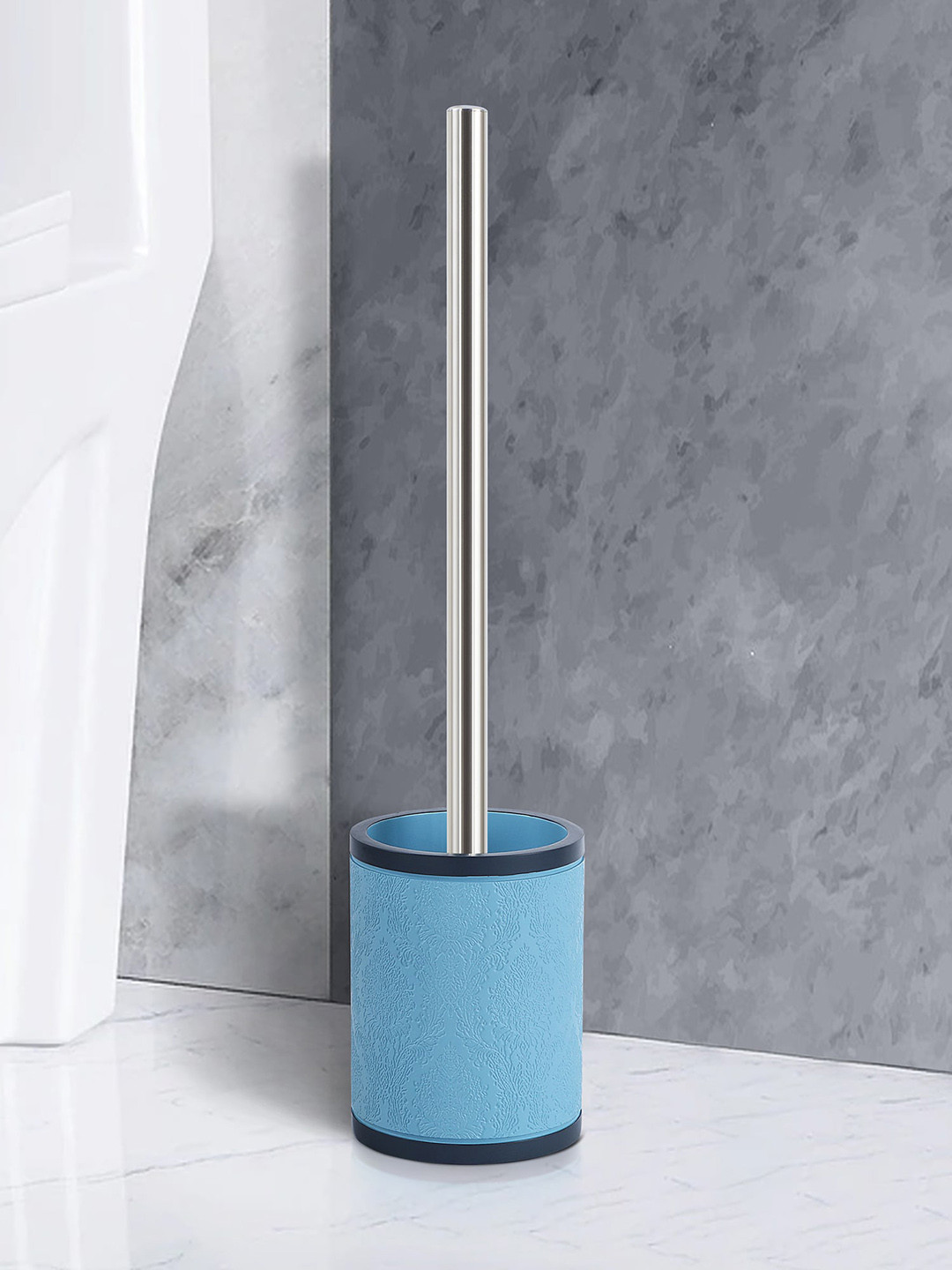 OBSESSIONS Teal Blue Textured Toilet Brush With Holder