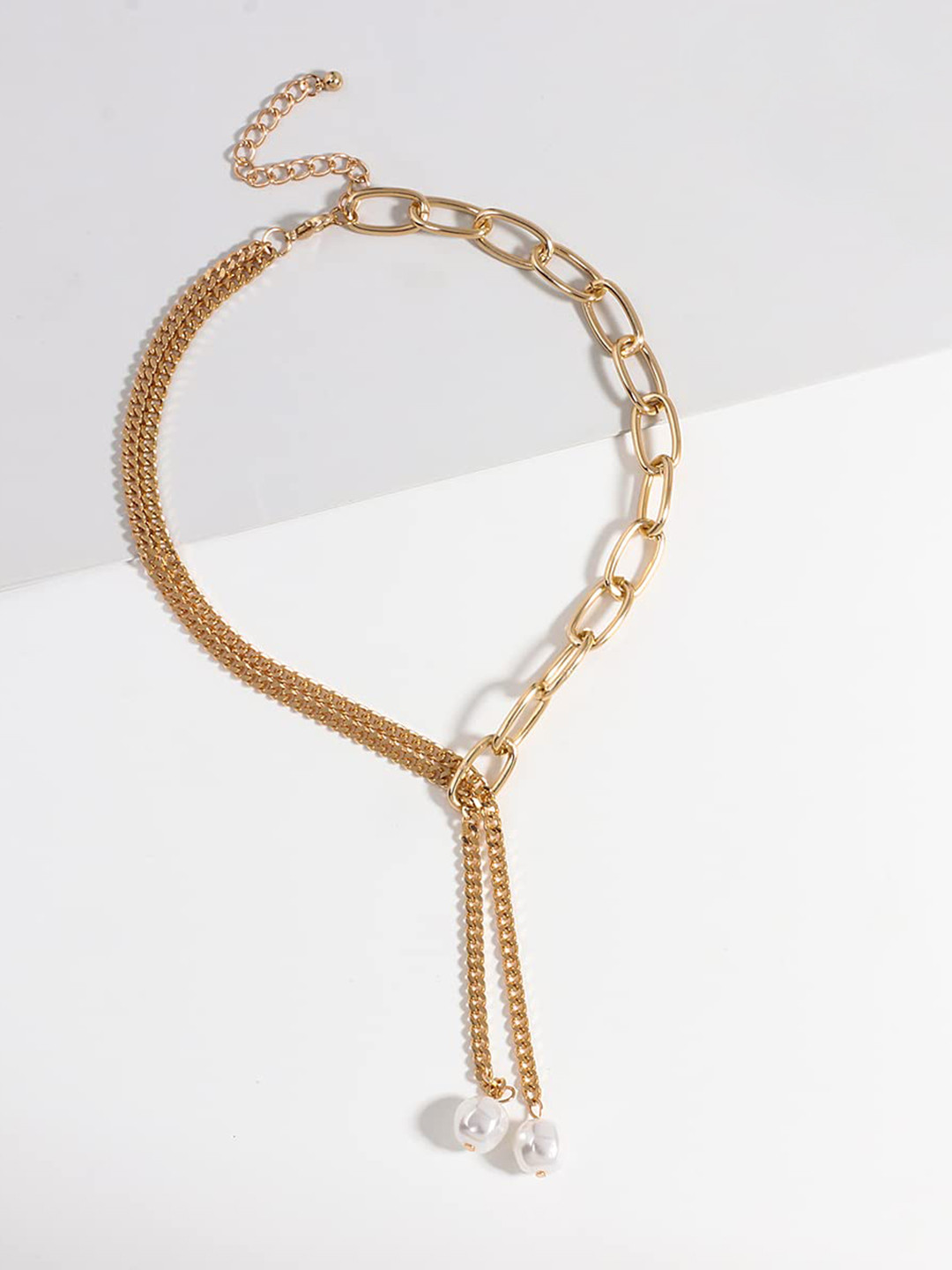 FIMBUL Gold-Plated Hip Hop Long Faux Pearl Pendant Tassel Chain Pendant Chain