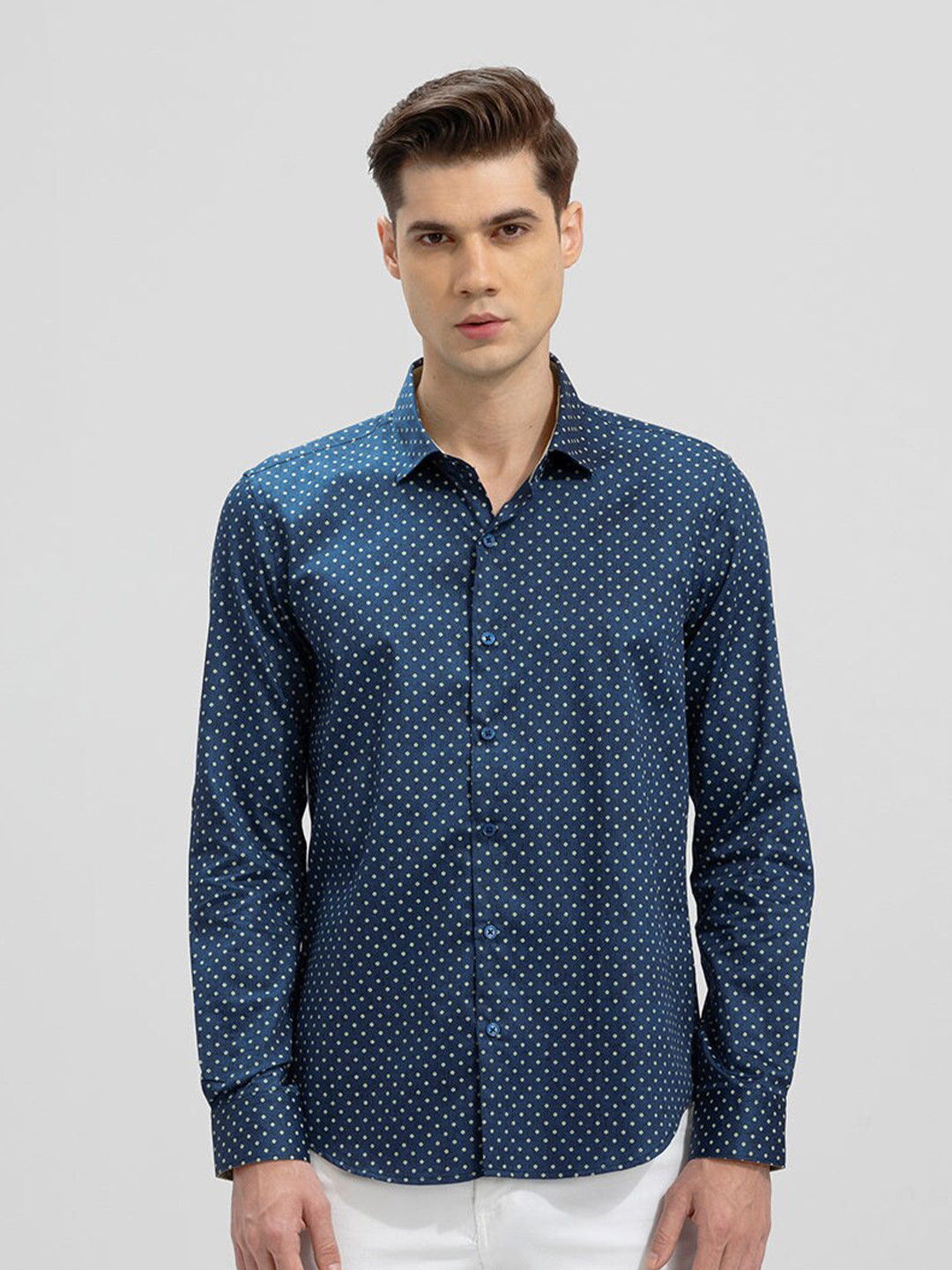Snitch Classic Polka Dot Printed Pure Cotton Casual Shirt
