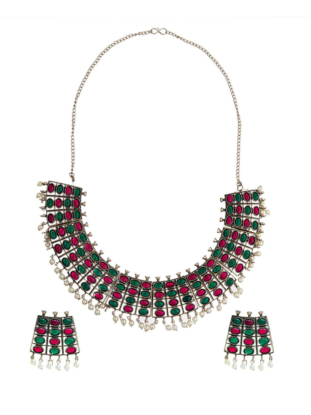 Shining Jewel - By Shivansh Oxidised Pearl Jewellery Set