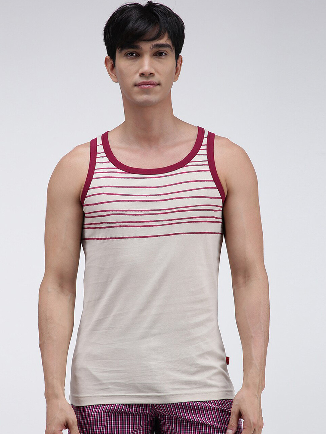 Zoiro Striped Cotton Bio-Polished Innerwear Basic Vest