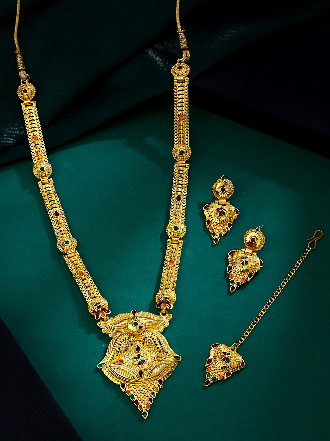 Yellow Chimes Gold-Plated Long Jewellery Set