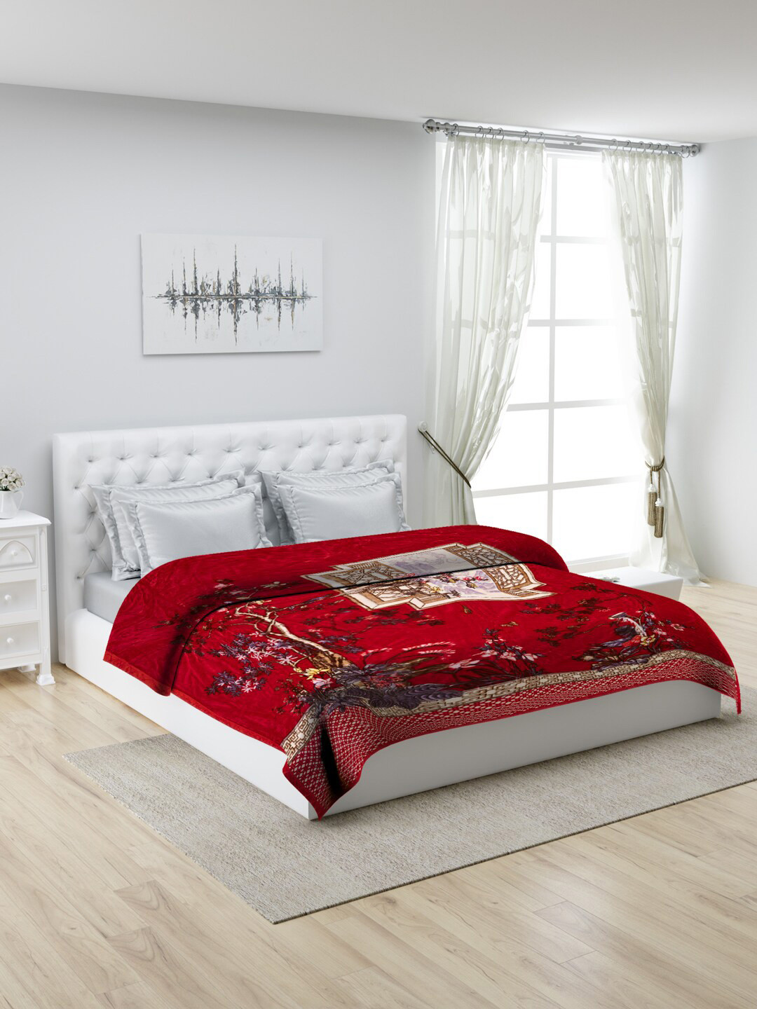 Monte Carlo Red Printed 4500 GMS Heavy Winter Blanket