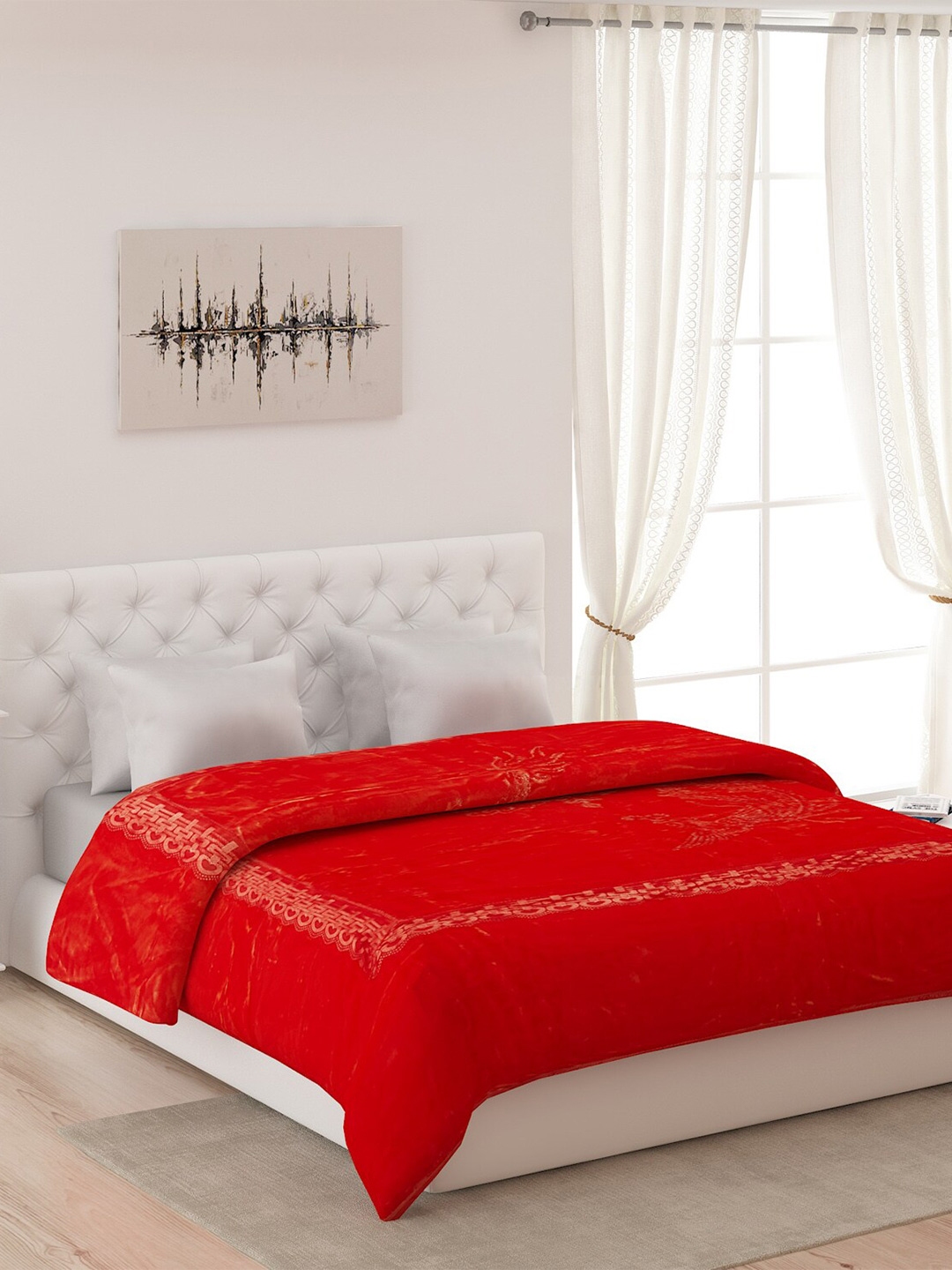 Buy Monte Carlo Red Floral 5000 GSM Heavy Winter Double Bed