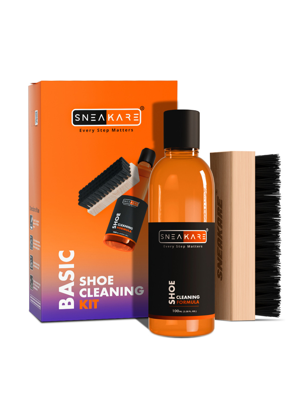SNEAKARE Shoe Cleaner Basic Shoe Cleaning Kit 100ml Cleaner and Brush for Sneaker Care