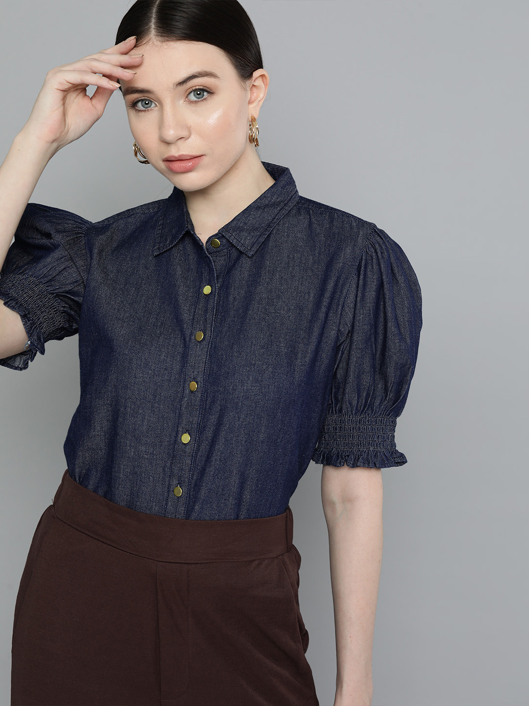 Chemistry Women Original Opaque Denim Casual Shirt
