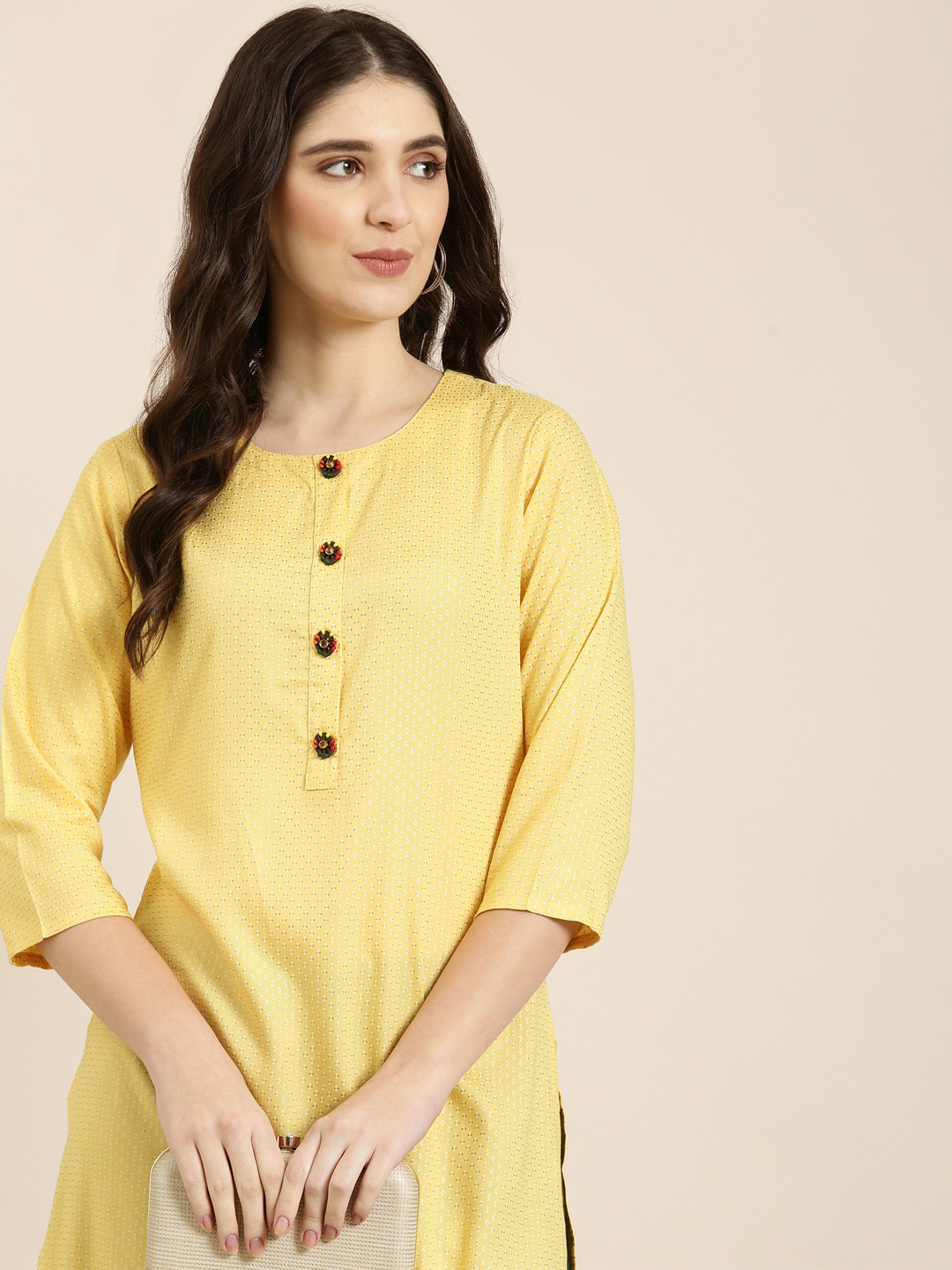 SHOWOFFFF Ethnic Motif Embroidered Thread Work Straight Kurta
