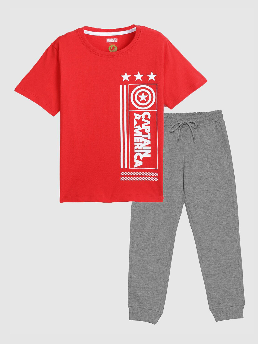 YK Marvel Boys Captain America Printed T-shirt with Joggers