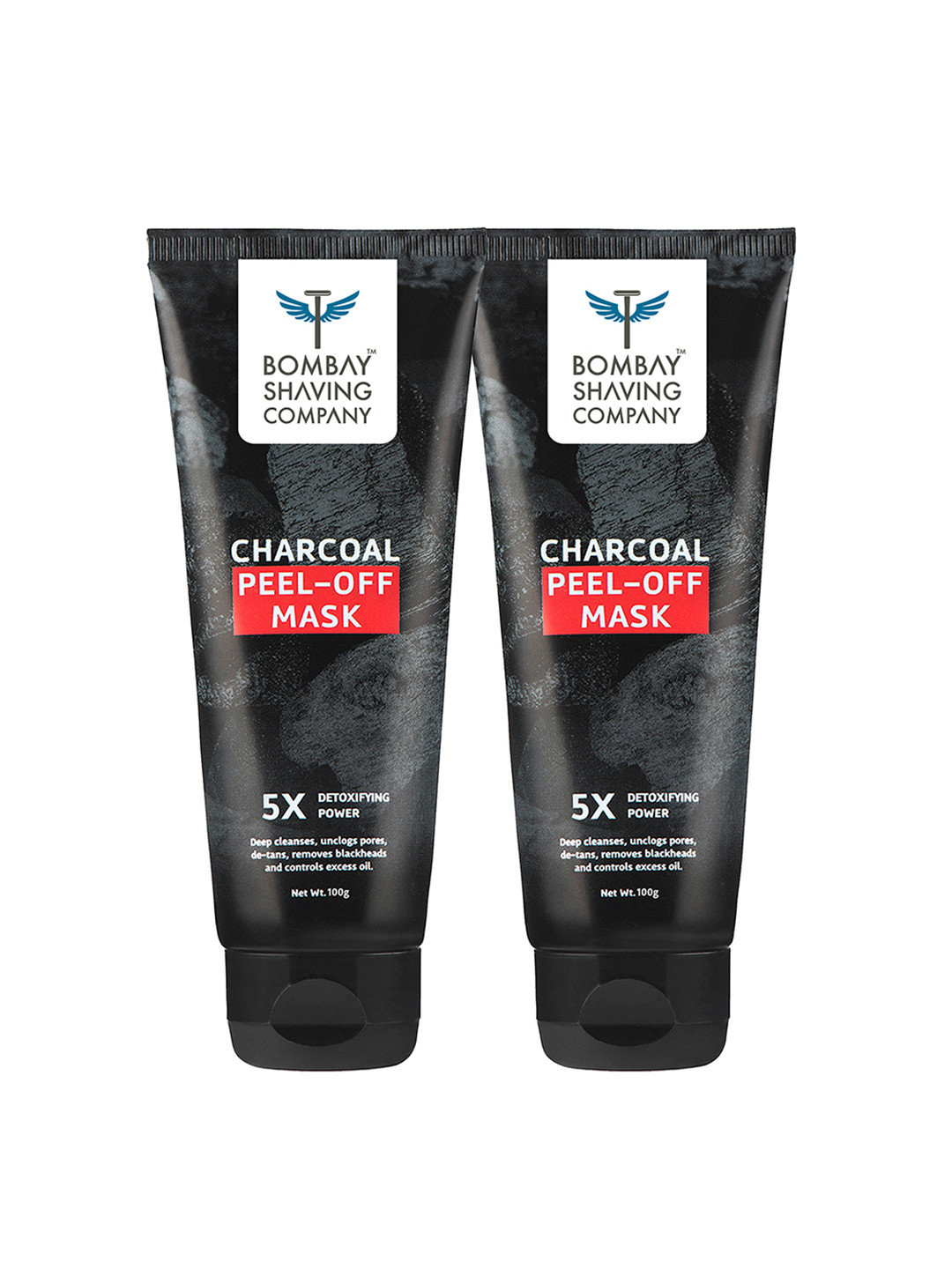 Bombay Shaving Company Men Set of 2 Charcoal Peel Off Mask to Unclog Pores - 100 g Each