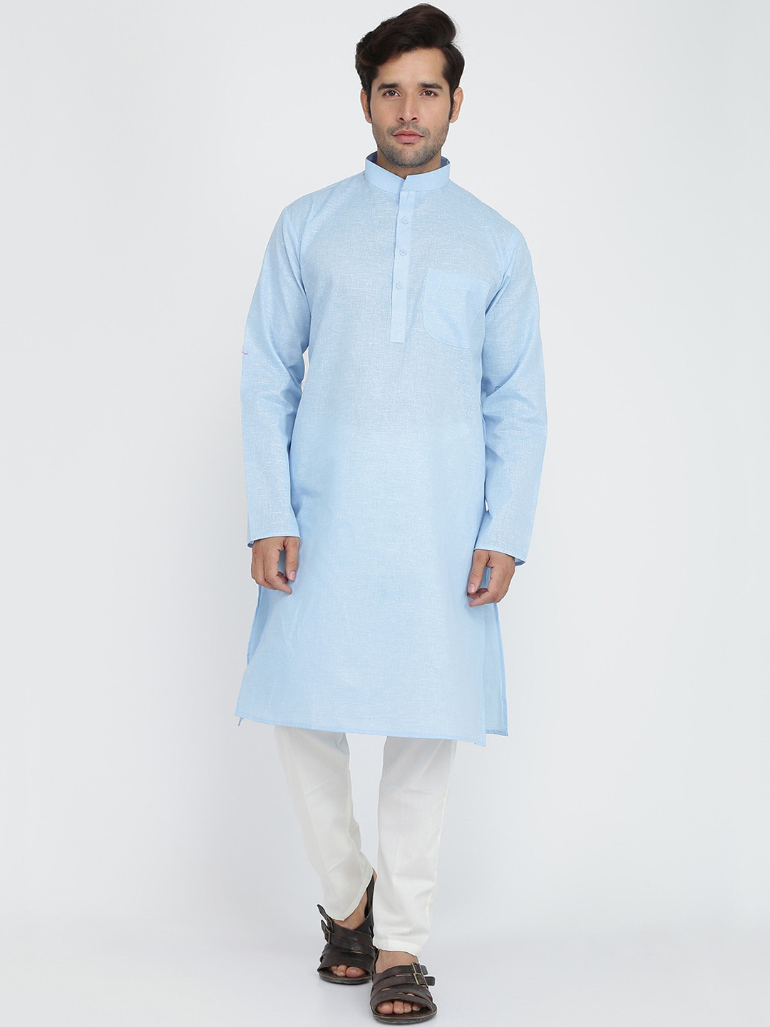 ROYAL KURTA Mandarin Collar Straight Kurta & Pyjamas