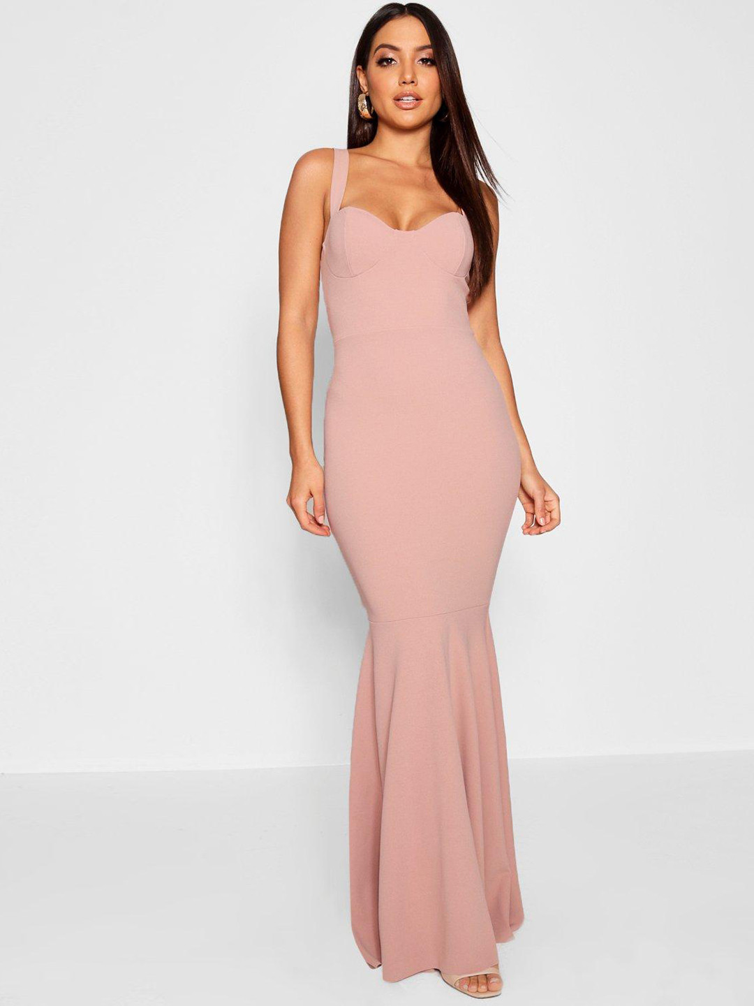 Boohoo Sweetheart Neck Fishtail Maxi Dress