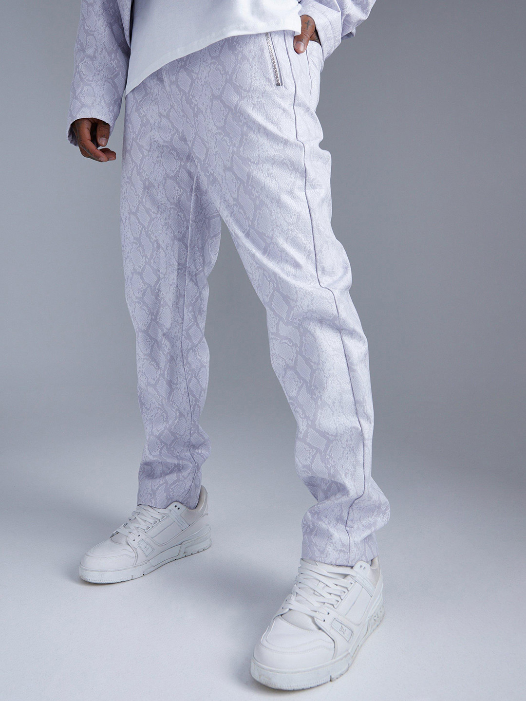 boohooMAN PU Finish Animal Print Trousers