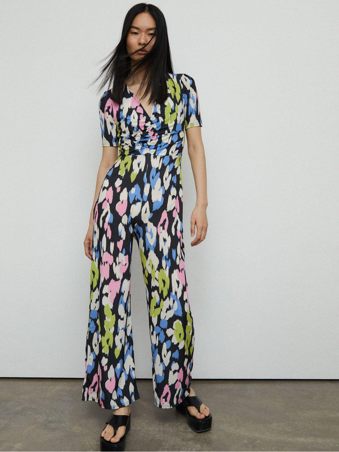 WAREHOUSE Printed Ruched Basic Jumpsuit