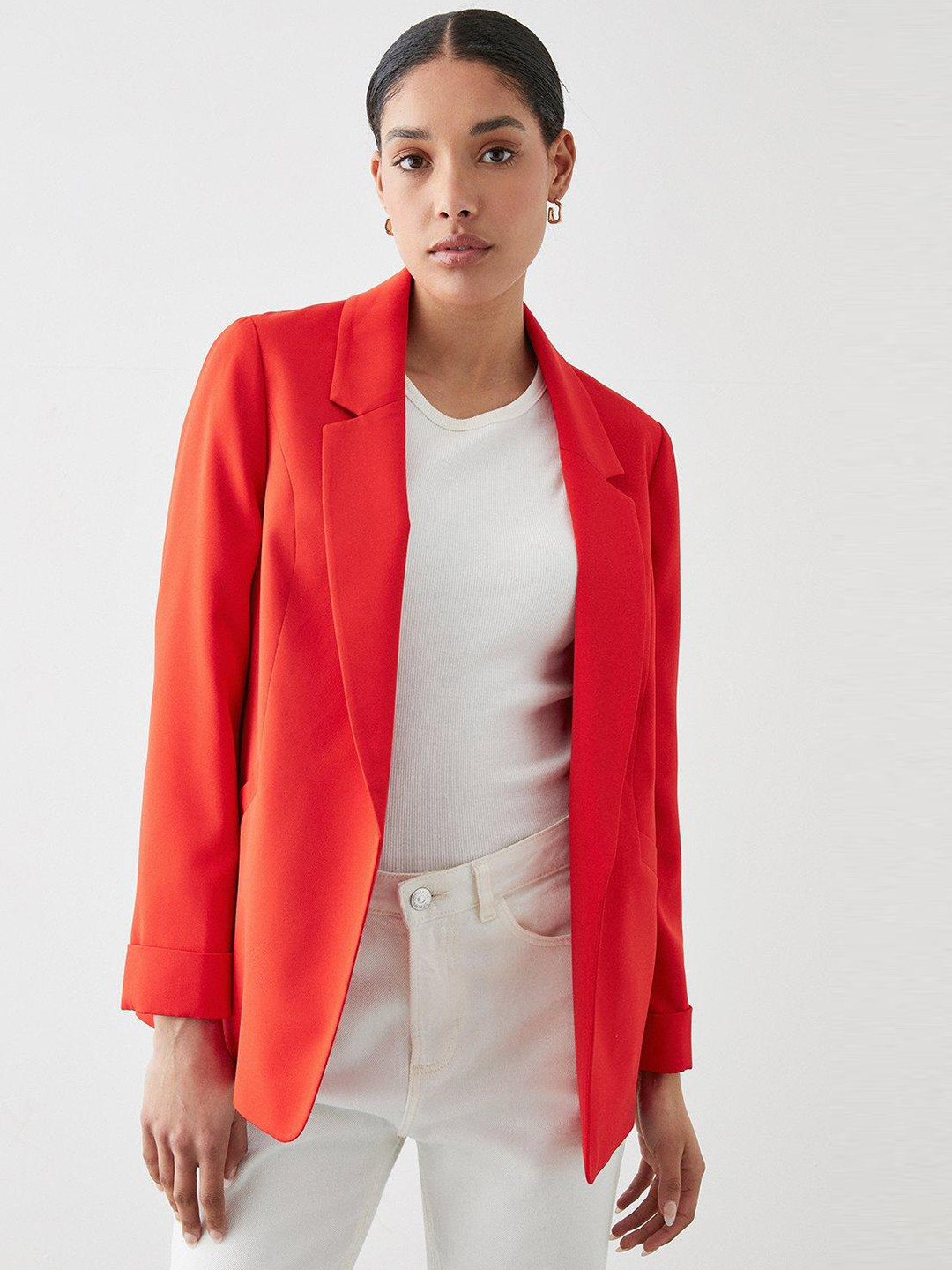 DOROTHY PERKINS Turnback Cuff Single-Breasted Cheery Red Blazer