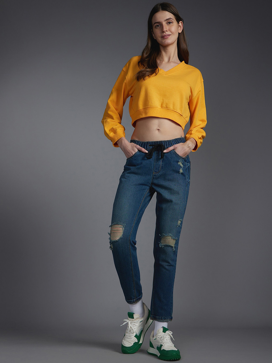 Recap Women Mom-Fit High-Rise Ripped Lean Light Fade Jeans